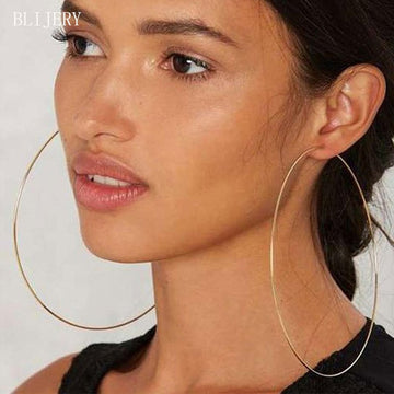 BLIJERY Exaggerated 12cm Super Big Hoop Earrings Smooth Large Circle Earrings for Women Statement Jewelry Boucles d'oreilles daiiibabyyy